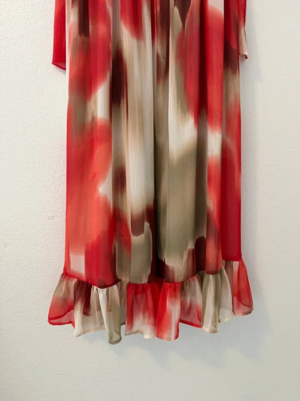 NWT  Banana Republic Petite Watercolor Ruffle Chiffon Midi Dress Size SP